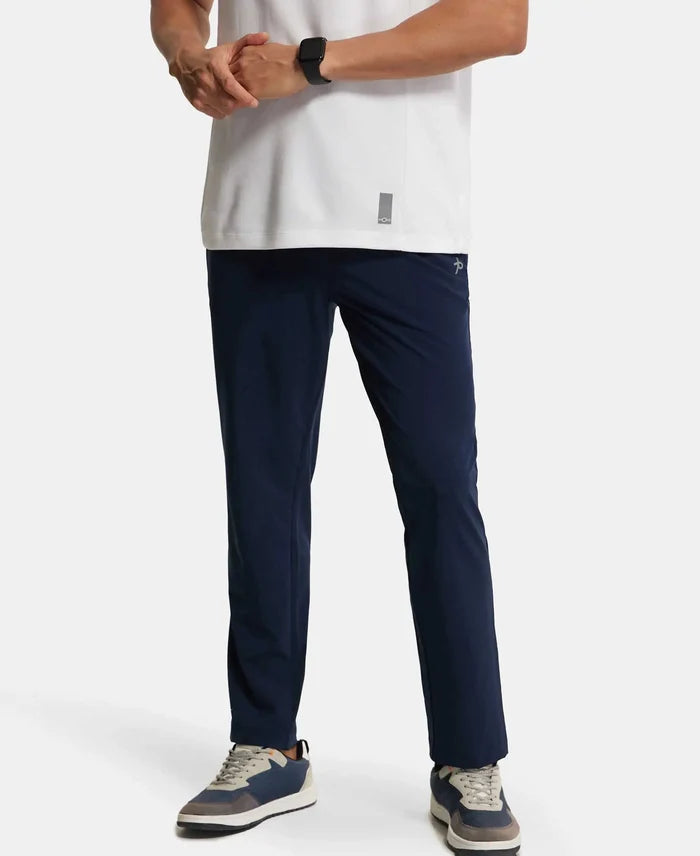 Recycled Microfiber Elastane Stretch Trackpant with Zipper Pockets and StayFresh Treatment - Navy-5