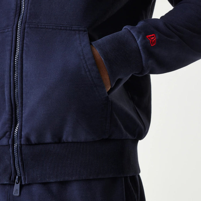 The Male model is wearing Red Bull Racing Dark Blue Oversized Full Zip Hoodie 6