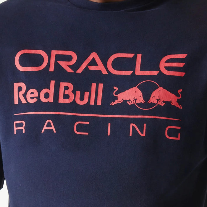The Male model is wearing Red Bull Racing Dark Blue Oversized T-Shirt 3
