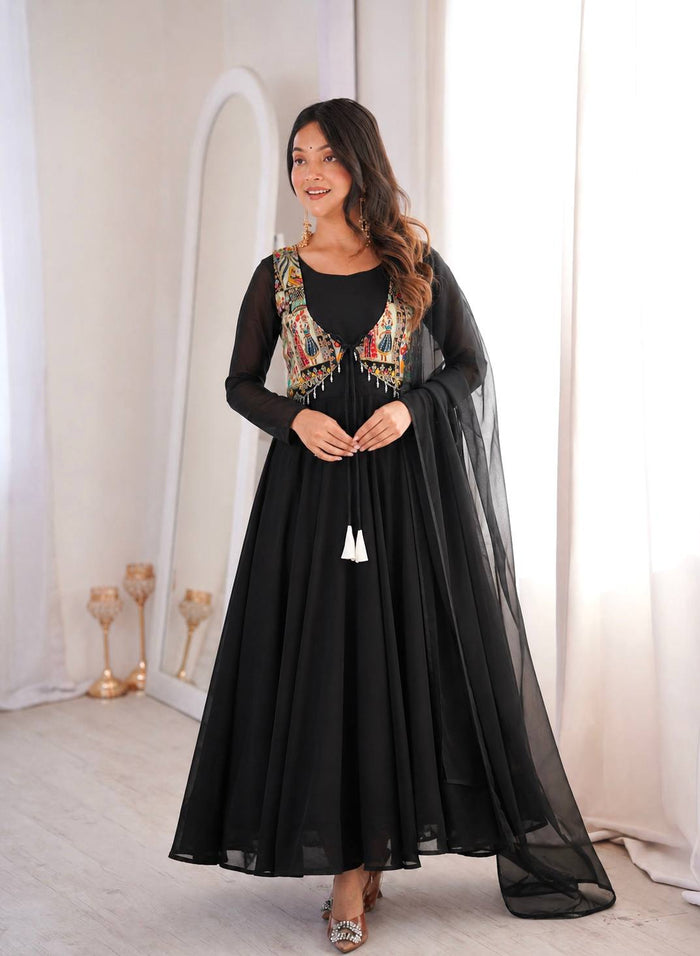 Regal Allure Black Embroidered Anarkali Suit