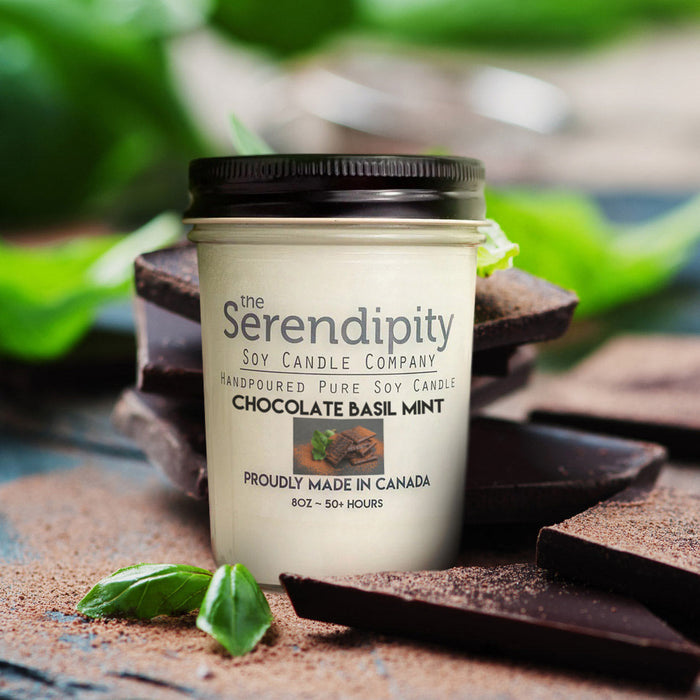 Serendipity Soy Wax Candle - Chocolate Basil Mint
