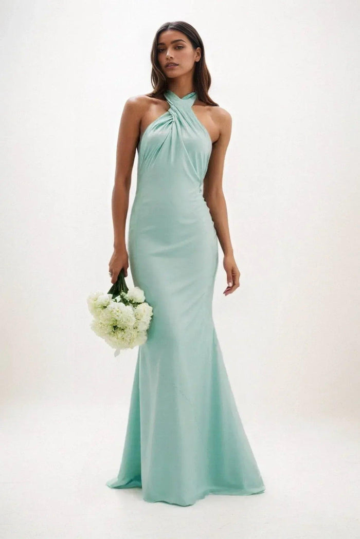 Sheath-Column Maxi Luxe Satin Dress CB0837CS - COCOMELODY