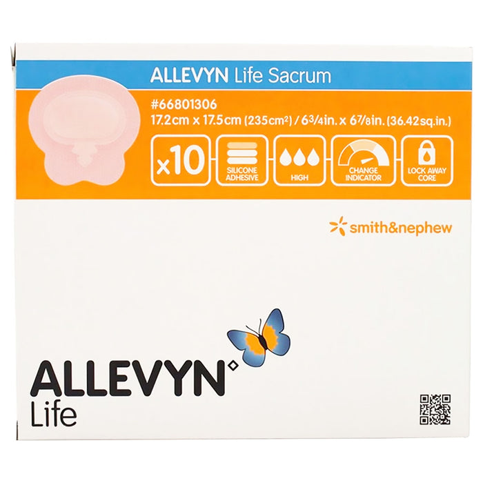 Smith & Nephew Allevyn Life Foam Dressing, Sacral, Bordered, Silicone Adhesive, Sterile — 6.75" x 6.88"