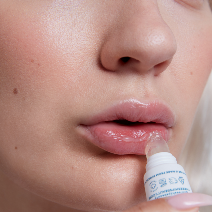 Three Ships-Softserve™ Pomegranate + Shea Butter Barrier-Building Lip Treatment-Skincare-990478500051_7_Application-The Detox Market |