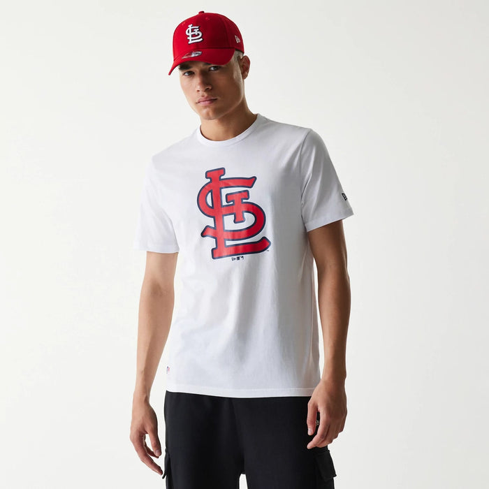 The Male model is wearing St. Louis Cardinals MLB Regular White T-Shirt 1