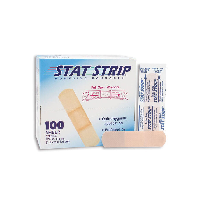 Stat Strip Adhesive Bandages Sheer, Sterile, 3/4" x 3"