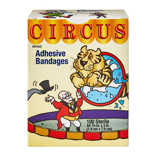 Dukal American White Cross Stat Strip Circus Kid Design Adhesive Strip, ¾ x 3 Inch