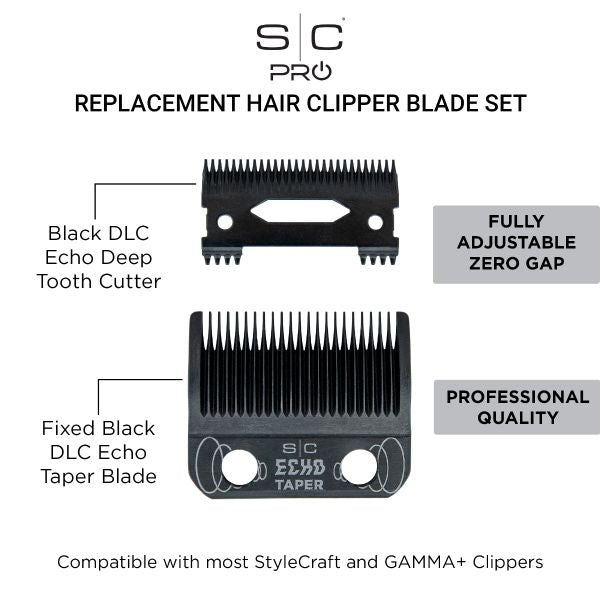 Stylecraft Echo Taper Black DLC Clipper Blade and Deep Tooth Cutter