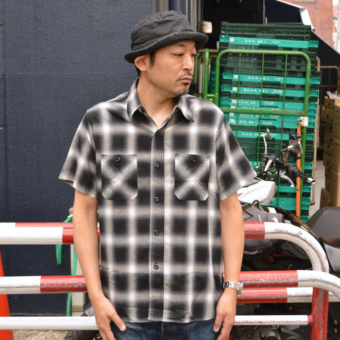 SUGAR CANE "SC39519" Ombre Check S/S Work Shirt