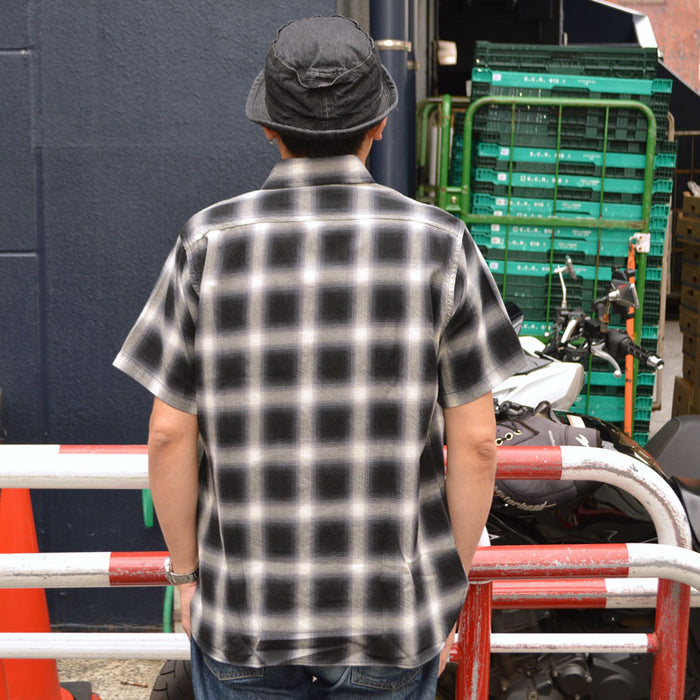 SUGAR CANE "SC39519" Ombre Check S/S Work Shirt