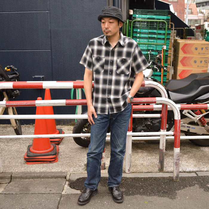 SUGAR CANE "SC39519" Ombre Check S/S Work Shirt