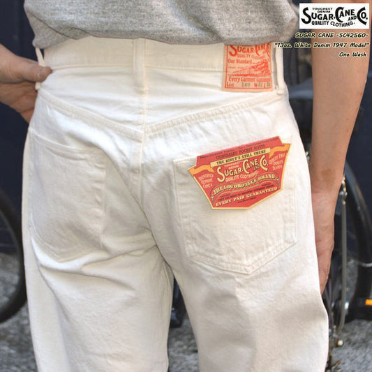 SUGAR CANE "SC42560" 13oz. White Denim 1947 Model