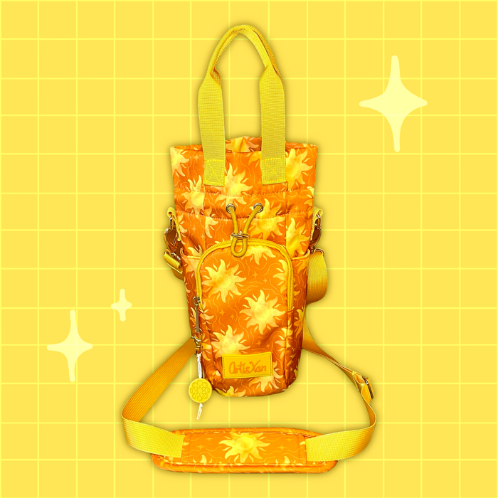 Sun Water Bottle Bag with Fidget Zipper Pull