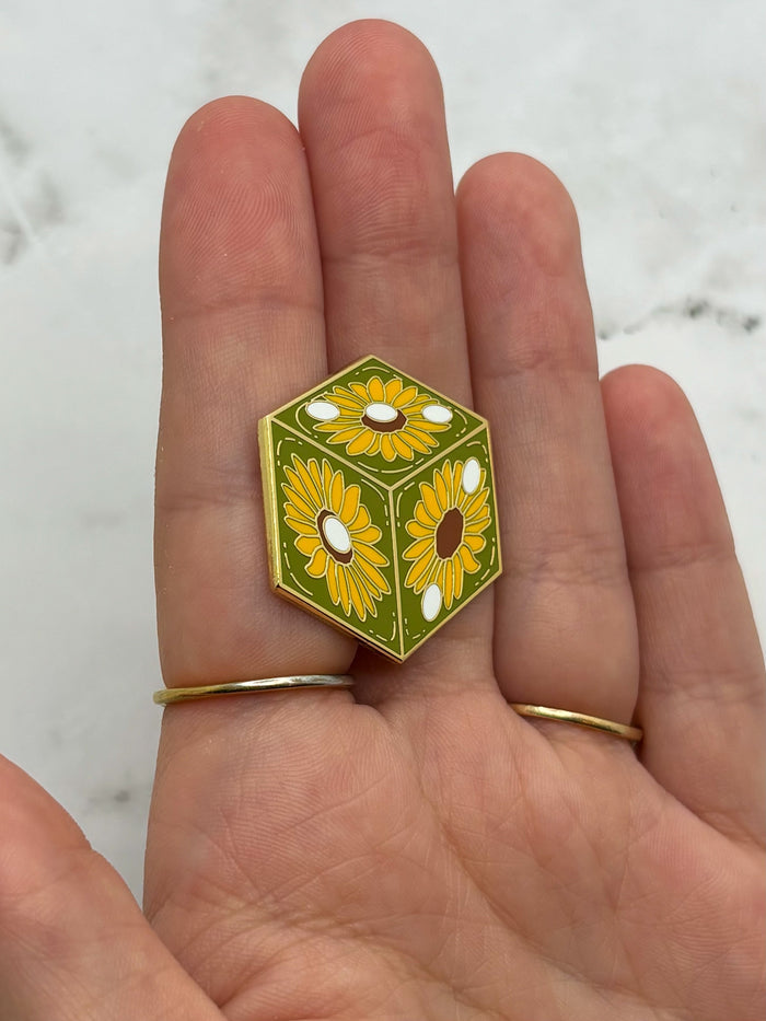 Sunflower D6 Enamel Pin