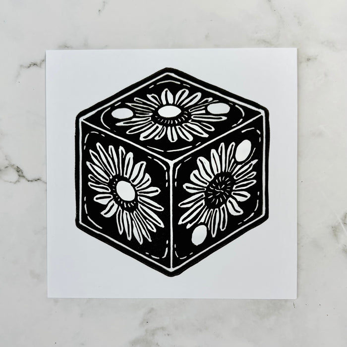 Sunflower D6 Linocut Print