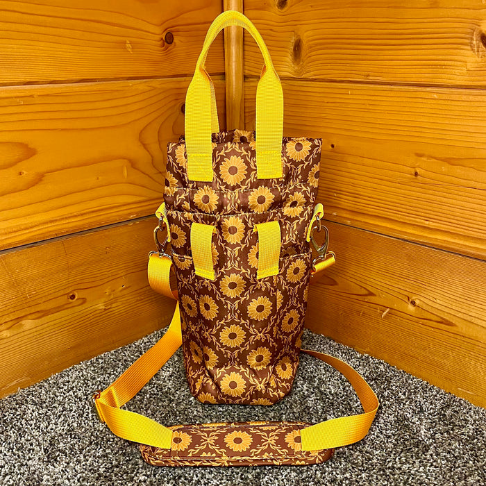 Sunflower Water Bottle Bag with Fidget Zipper Pull