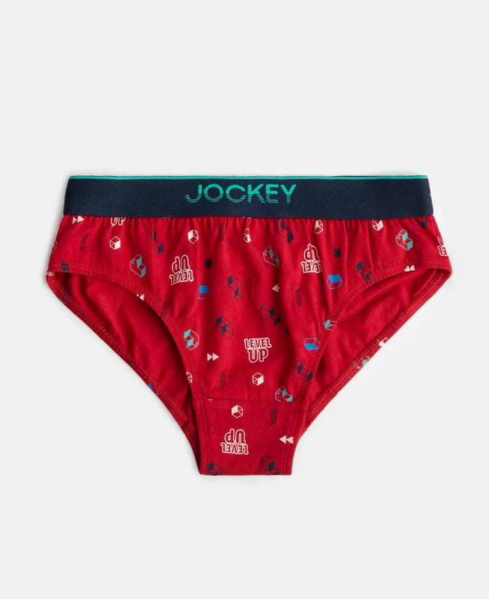 Super Combed Cotton Elastane Stretch Printed Brief with Ultrasoft Waistband - Chilli Pepper & Black (Pack of 2)