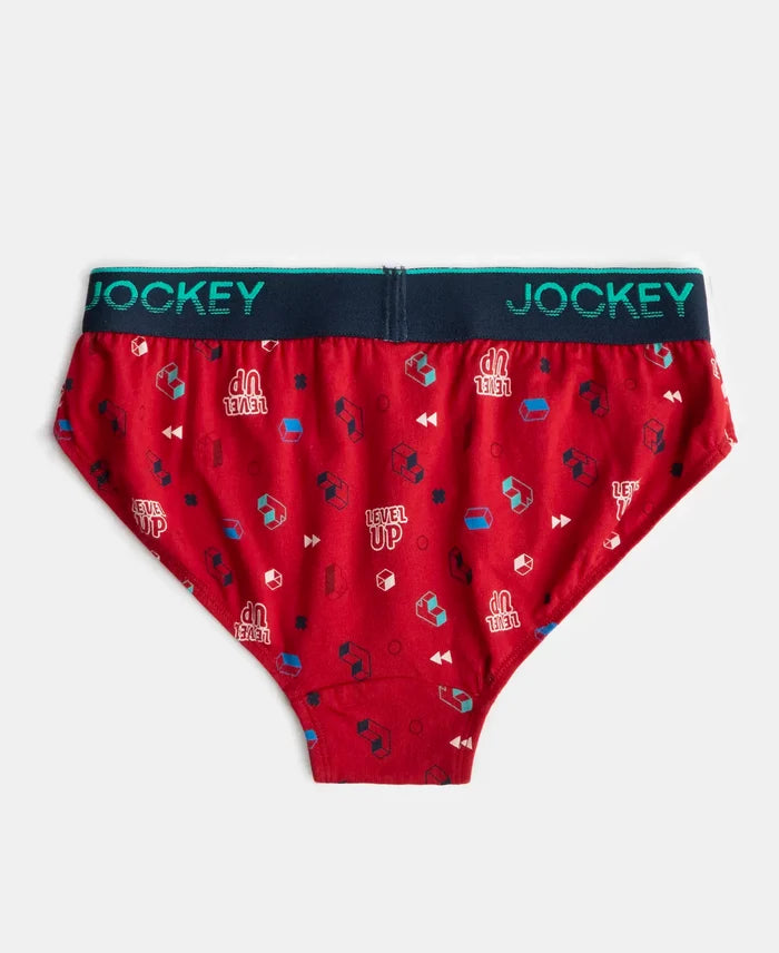 Super Combed Cotton Elastane Stretch Printed Brief with Ultrasoft Waistband - Chilli Pepper & Black (Pack of 2)