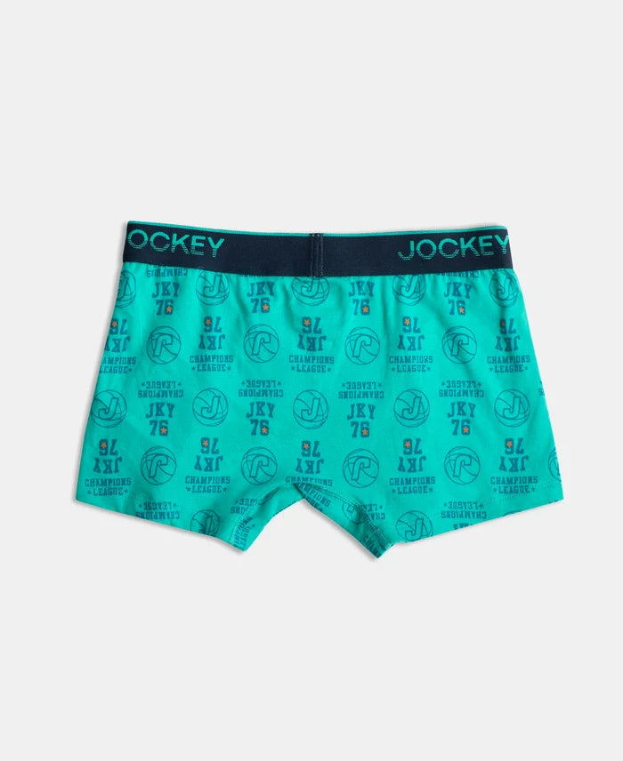 Super Combed Cotton Elastane Stretch Printed Trunk with Ultrasoft Waistband - Black & Billiard Green (Pack of 2)