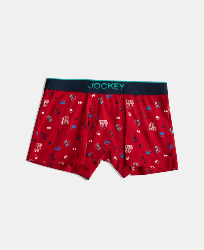 Super Combed Cotton Elastane Stretch Printed Trunk with Ultrasoft Waistband - Chilli Pepper & Black (Pack of 2)