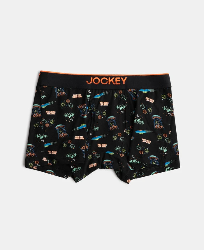 Super Combed Cotton Elastane Stretch Printed Trunk with Ultrasoft Waistband - Chilli Pepper & Black (Pack of 2)