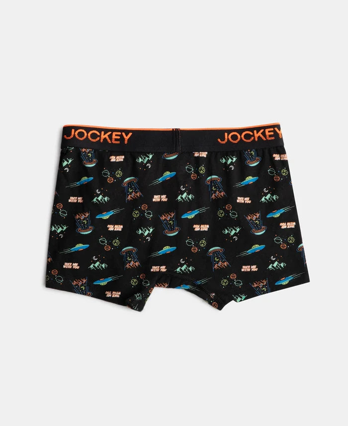 Super Combed Cotton Elastane Stretch Printed Trunk with Ultrasoft Waistband - Chilli Pepper & Black (Pack of 2)