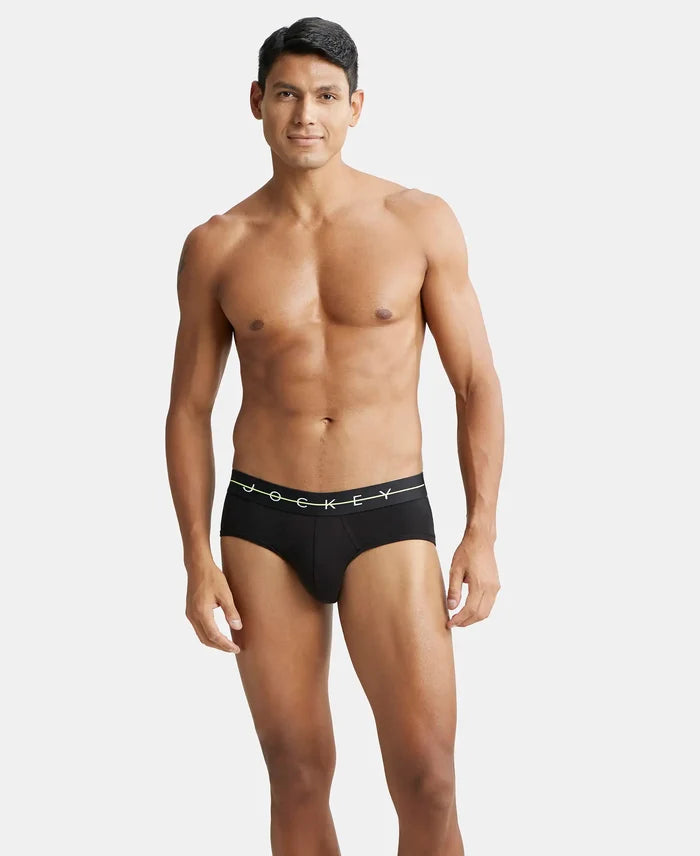 Super Combed Cotton Elastane Solid Brief with Ultrasoft Waistband - Black-6