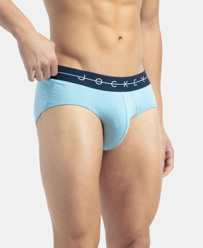 Super Combed Cotton Elastane Stretch Solid Brief with Ultrasoft Waistband - Dusk Blue