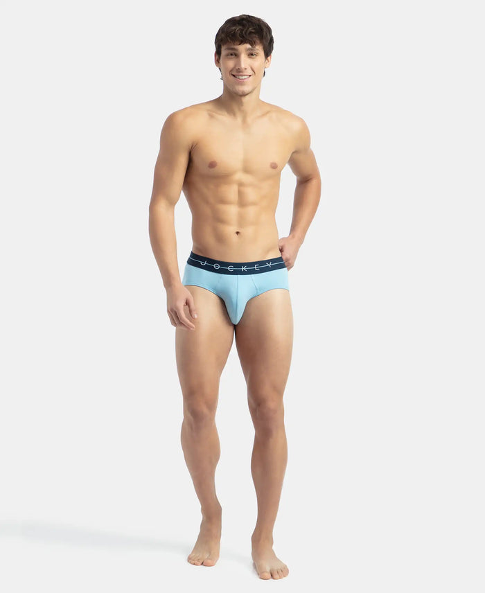 Super Combed Cotton Elastane Stretch Solid Brief with Ultrasoft Waistband - Dusk Blue