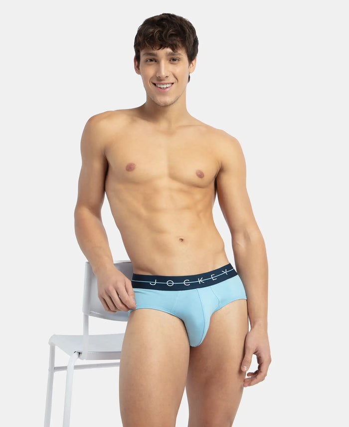 Super Combed Cotton Elastane Stretch Solid Brief with Ultrasoft Waistband - Dusk Blue