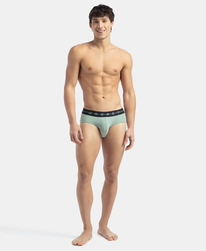 Super Combed Cotton Elastane Stretch Solid Brief with Ultrasoft Waistband - Iceberg Green