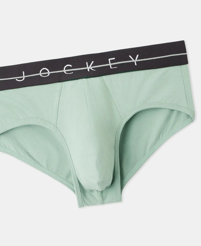 Super Combed Cotton Elastane Stretch Solid Brief with Ultrasoft Waistband - Iceberg Green