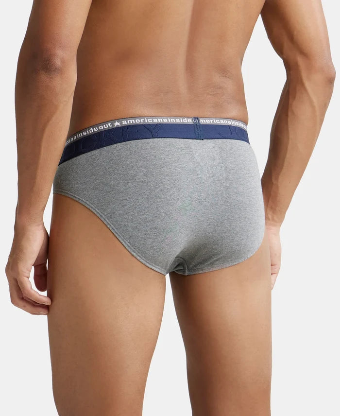 Super Combed Cotton Elastane Solid Brief with Ultrasoft Waistband - Mid Grey Melange-4