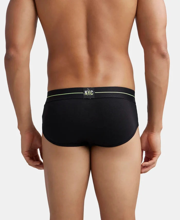 Super Combed Cotton Elastane Stretch Solid Brief with Ultrasoft Waistband - Navy & Black (Pack of 2)