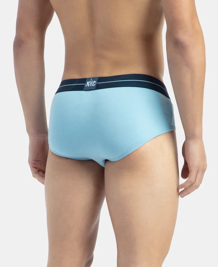 Super Combed Cotton Elastane Stretch Solid Brief with Ultrasoft Waistband - Navy & Dusk Blue (Pack of 2)