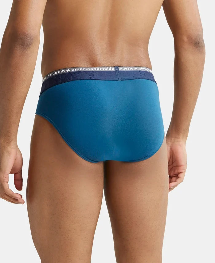 Super Combed Cotton Elastane Solid Brief with Ultrasoft Waistband - Seaport Teal-3