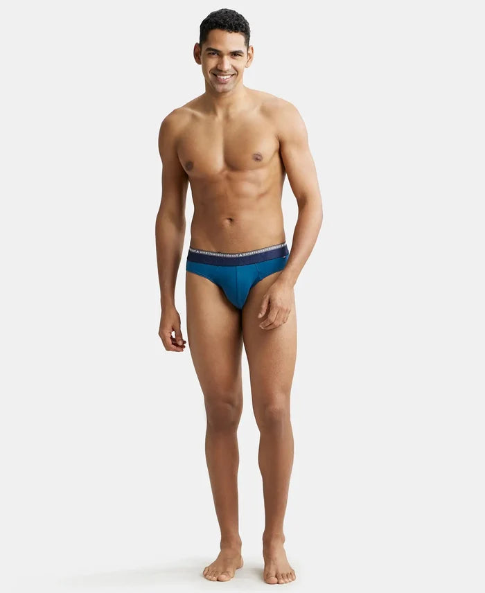 Super Combed Cotton Elastane Solid Brief with Ultrasoft Waistband - Seaport Teal-4