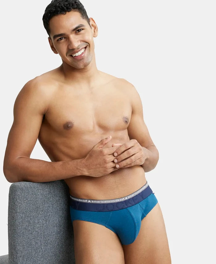 Super Combed Cotton Elastane Solid Brief with Ultrasoft Waistband - Seaport Teal-5