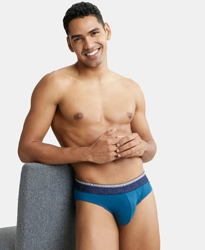 Super Combed Cotton Elastane Solid Brief with Ultrasoft Waistband - Seaport Teal-6