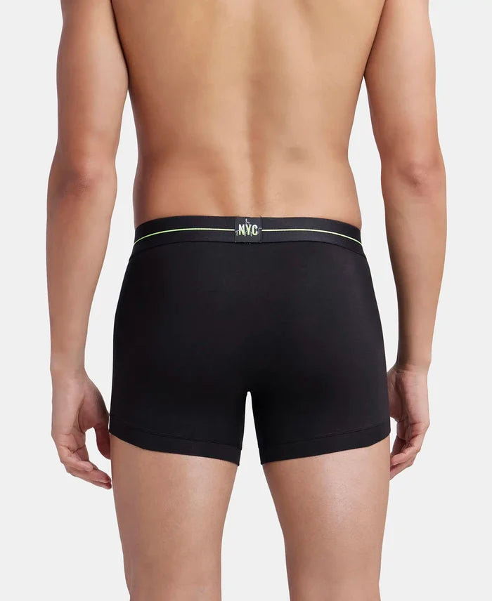 Super Combed Cotton Elastane Stretch Solid Trunk with Ultrasoft Waistband - Black & Graphite (Pack of 2)