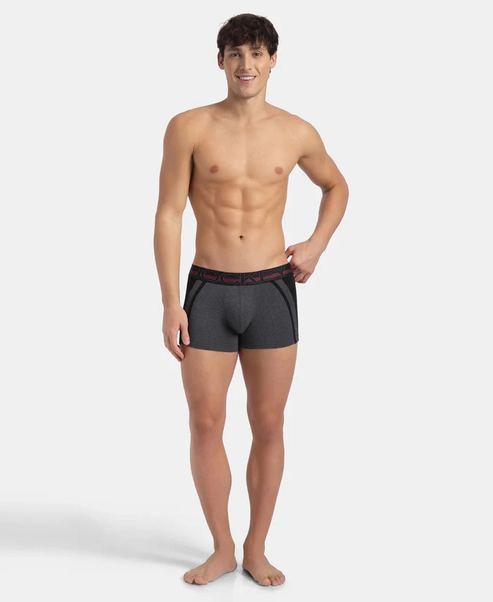 Super Combed Cotton Elastane Stretch Solid Trunk with Ultrasoft Waistband - Charcoal Melange
