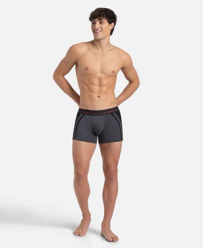 Super Combed Cotton Elastane Stretch Solid Trunk with Ultrasoft Waistband - Charcoal Melange