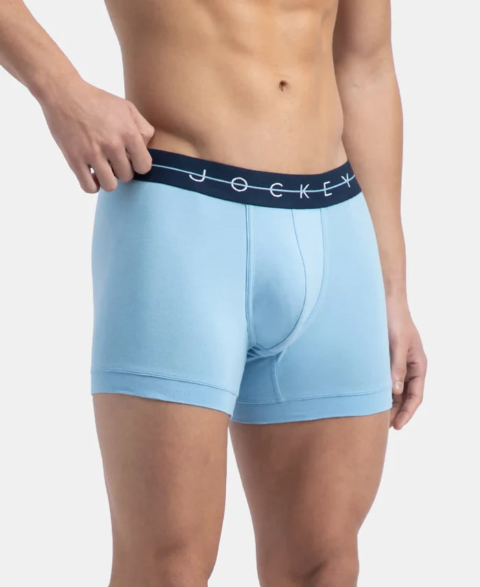 Super Combed Cotton Elastane Stretch Solid Trunk with Ultrasoft Waistband - Dusk Blue