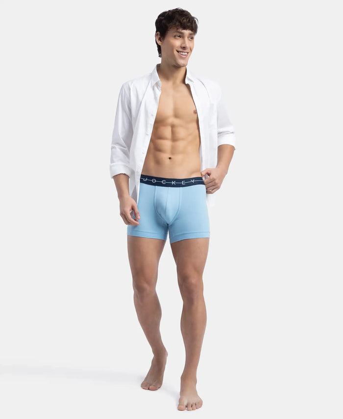 Super Combed Cotton Elastane Stretch Solid Trunk with Ultrasoft Waistband - Dusk Blue
