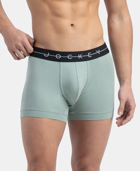 Super Combed Cotton Elastane Stretch Solid Trunk with Ultrasoft Waistband - Iceberg Green