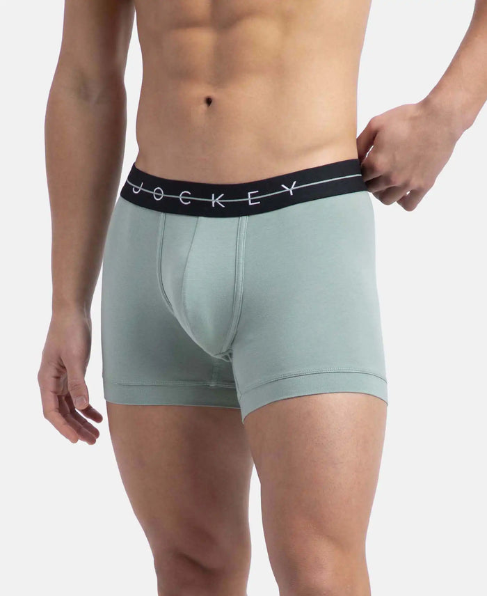 Super Combed Cotton Elastane Stretch Solid Trunk with Ultrasoft Waistband - Iceberg Green