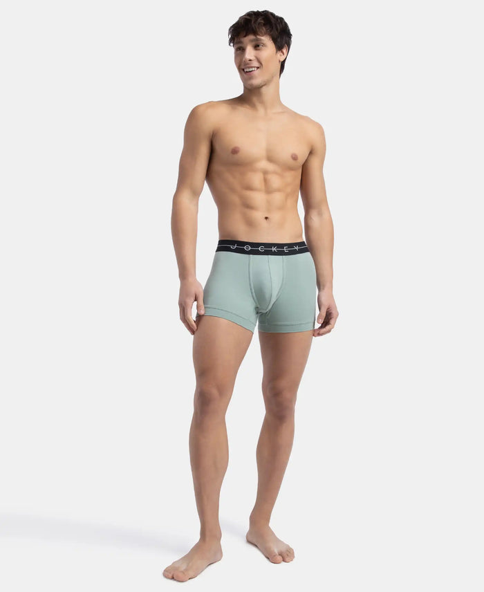 Super Combed Cotton Elastane Stretch Solid Trunk with Ultrasoft Waistband - Iceberg Green