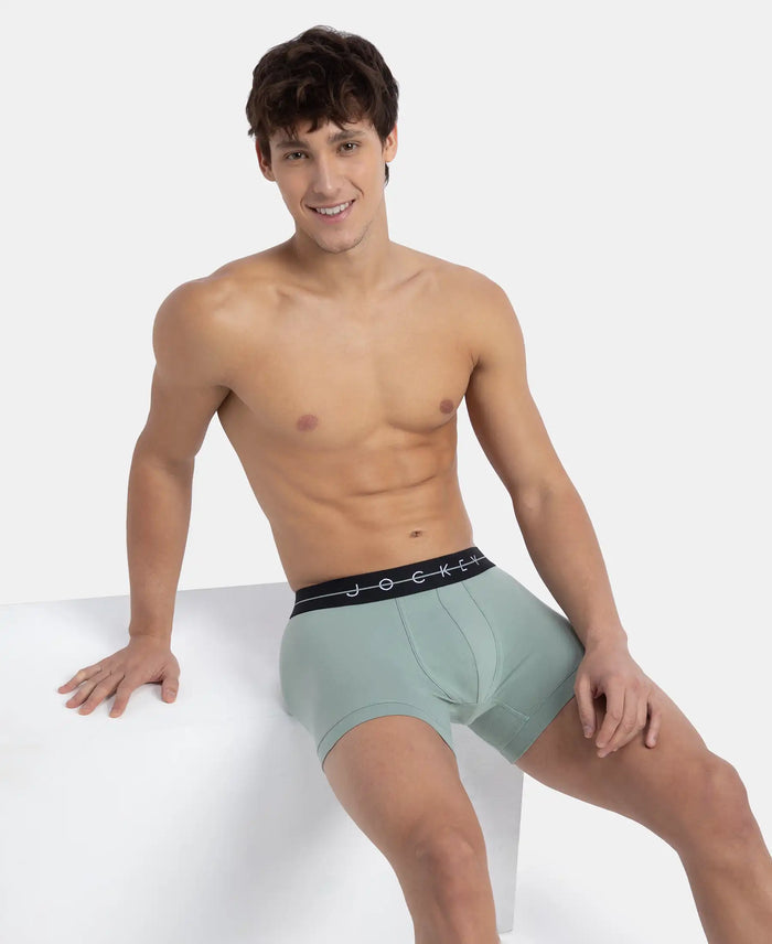 Super Combed Cotton Elastane Stretch Solid Trunk with Ultrasoft Waistband - Iceberg Green