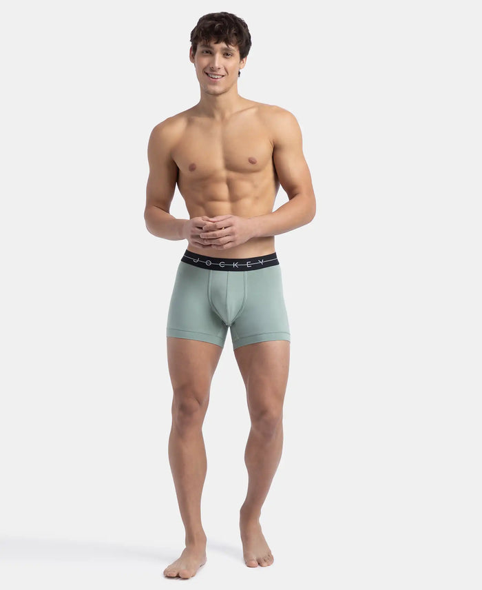 Super Combed Cotton Elastane Stretch Solid Trunk with Ultrasoft Waistband - Iceberg Green