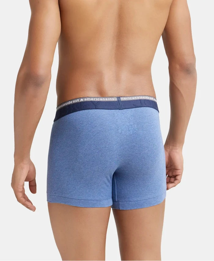 Super Combed Cotton Elastane Solid Trunk with Ultrasoft Waistband - Light Denim Melange-3
